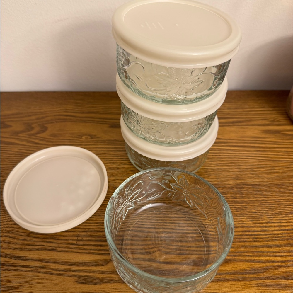 Set of 4 Vintage Princess House Fantasia 3 3/4" Glass Ramekins with Lids EUC - Picture 3 of 5